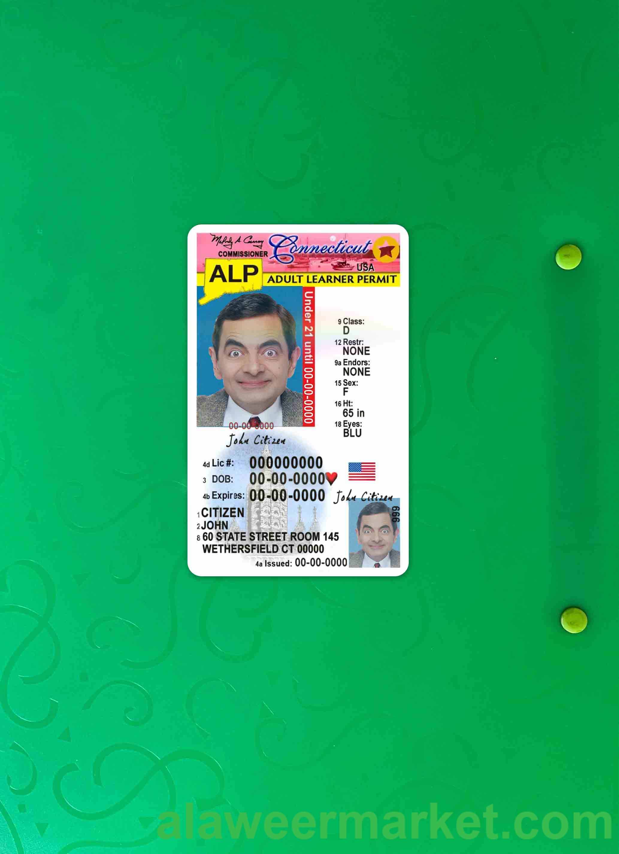 USA Connecticut driving license under 21 photolook FRONT